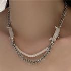 Bamboo Resin Bead Layered Alloy Necklace Necklace - Silver - One Size