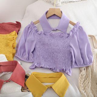 Ruched Frilled Trim Cropped Top