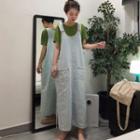 Pocket Detail Denim Midi Jumper Dress As Shown In Figure - One Size