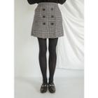 Tall Size Button-front Plaid Mini Skirt