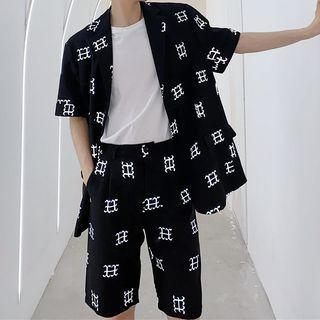 Set: Short-sleeve Printed Blazer + Shorts