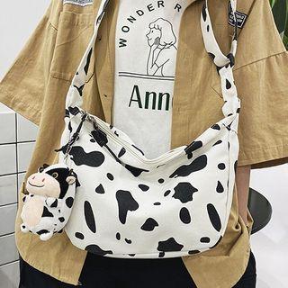 Cow Print Canvas Crossbody Bag / Bag Charm