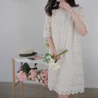 Embroidered Lace-overlay Dress