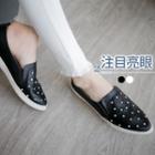 Rhinestoned Faux Leather Loafers