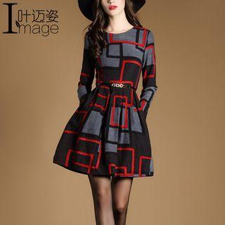 Geometric Print A-line Dress