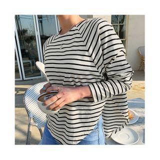 Marine Stripe Raglan T-shirt Black - One Size