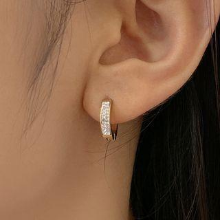 Rhinestone Stainless Steel Hoop Earring