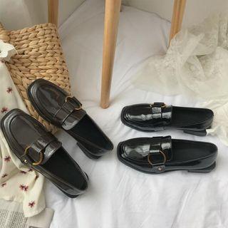 Block Heel Square-toe Loafers
