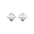 Sterling Silver Simple Fashion Geometric Diamond Stud Earrings Silver - One Size