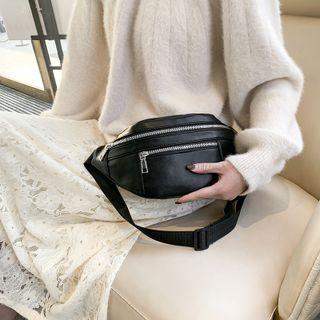 Faux-leather Zip Sling Bag