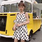 Sleeveless Polka Dot A-line Mini Dress As Shown In Figure - One Size