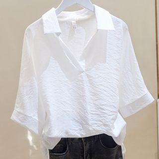 Short Sleeve V Neck Pullover Blouse
