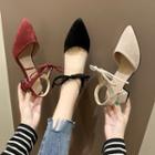 Velvet Ankle-strap Block-heel Pointed Sandals