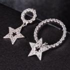Rhinestone Star Drop Earring 1 Pair - Non-matching Star Earrings - Silver - One Size