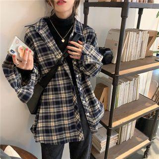 Plaid Shirt Plaid - Blue & Beige - One Size