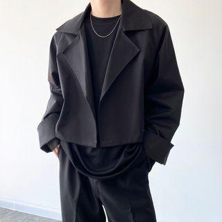 Plain Lapel Crop Blazer