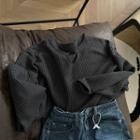 Long Sleeve Waffle T-shirt Dark Gray - One Size