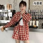 Set: Plaid Zip Jacket + Plaid Shorts