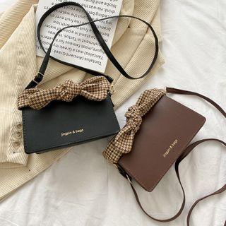 Houndstooth Bow Flap Crossbody Bag