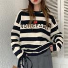 Color Block Stripe Sweatshirt Black & White - One Size