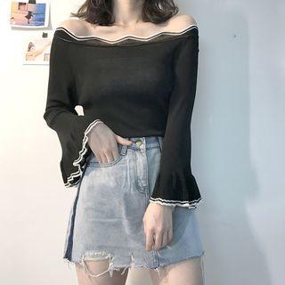 Off-shoulder Bell-sleeve Sweater