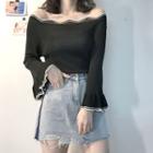 Off-shoulder Bell-sleeve Sweater