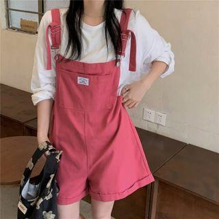 Denim Jumper Shorts Red - One Size