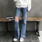 Cutout Wide-leg Jeans