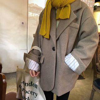 Oversize Plain Woolen Cardigan
