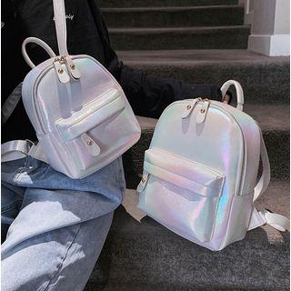 Faux Leather Iridescent Backpack