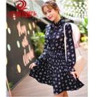 Star Print Long-sleeve A-line Dress