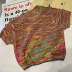 Short-sleeve Printed Knit Top Red & Yellow & Green - One Size