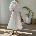 Shirtwaist Maxi Flare Dress White - One Size