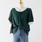 Two Tone Pleated Oversize Blouse