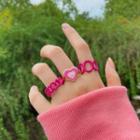 Set Of 3: Heart / Chain Alloy Ring (various Designs) Set Of 3 - 5453801 - Fuchsia - One Size