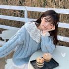 Bell-sleeve Lace Embroidered Blouse