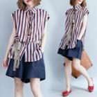 Short-sleeve Striped Blouse / Plain Shorts