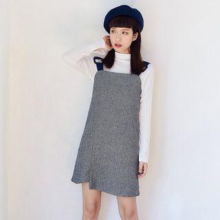 Asymmetric-hem Herringbone Jumper Dress