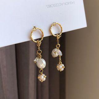 925 Sterling Silver Faux Pearl Dangle Earring 1 Pair - S925 - Ear Studs - One Size