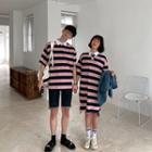 Couple Matching Striped Short-sleeve Polo Shirt / Polo Shirt Dress