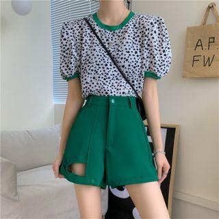 High-waist Cutout Straight Leg Shorts