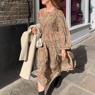 Floral Square-neck Midi Dress As Shown In Figure - One Size