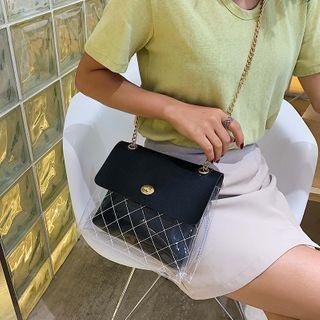 Argyle Stitched Pvc Panel Crossbody Bag