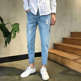 Ripped Washed Slim Fit Jeans