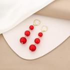 Faux Pearl Dangle Earring 1 Pair - E1300-1 - Red & Gold - One Size
