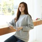 Shirred-trim Fleece-lined Pullover