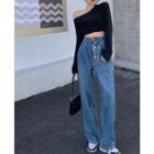 Details Asymmetrical-waistline Wide-leg Jeans