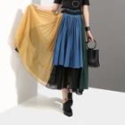 Pleated Midi Chiffon Skirt As Shown In Figure - One Size