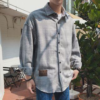 Long Sleeve Plaid Woolen Shirt