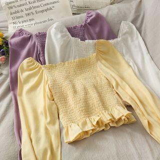 Boatneck Smocked Crop Top In 8 Colors